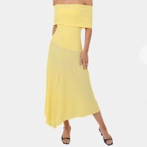 LAAGAM Yellow Off-Shoulder Dress